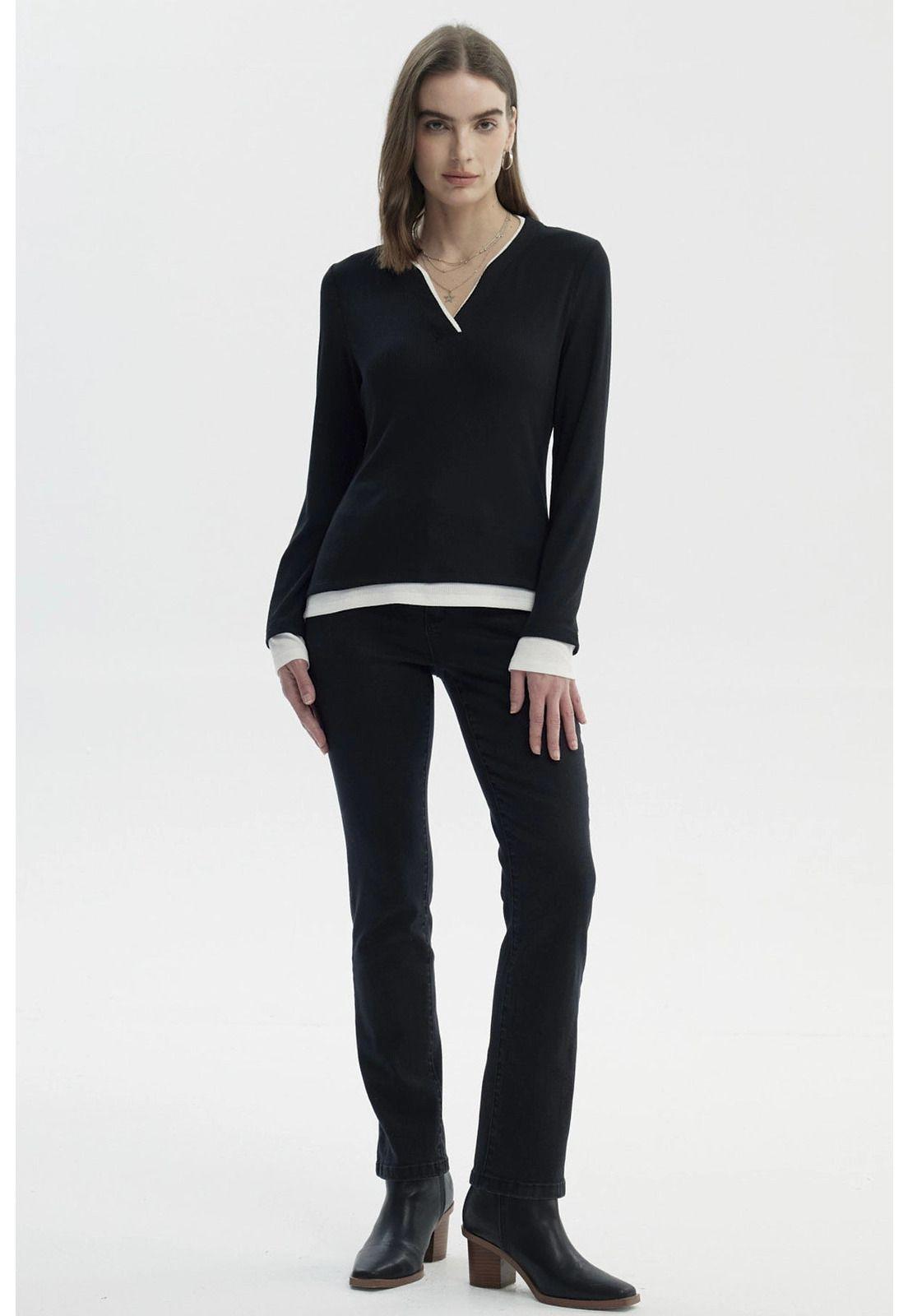 Polera Mujer Slim Negro - X-3