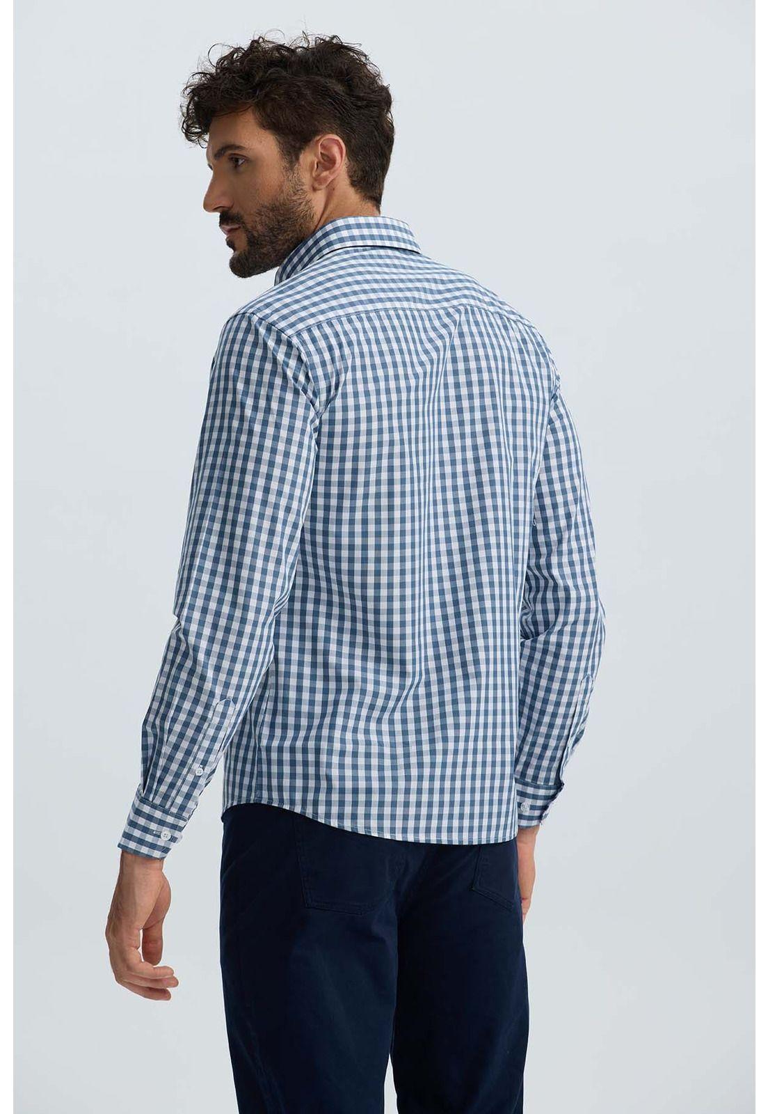 Camisa Hombre Cuadros Azul Denim-2