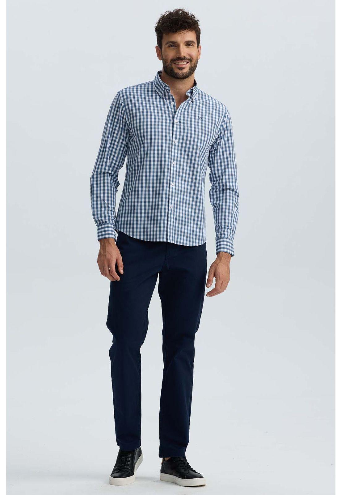 Camisa Hombre Cuadros Azul Denim-3