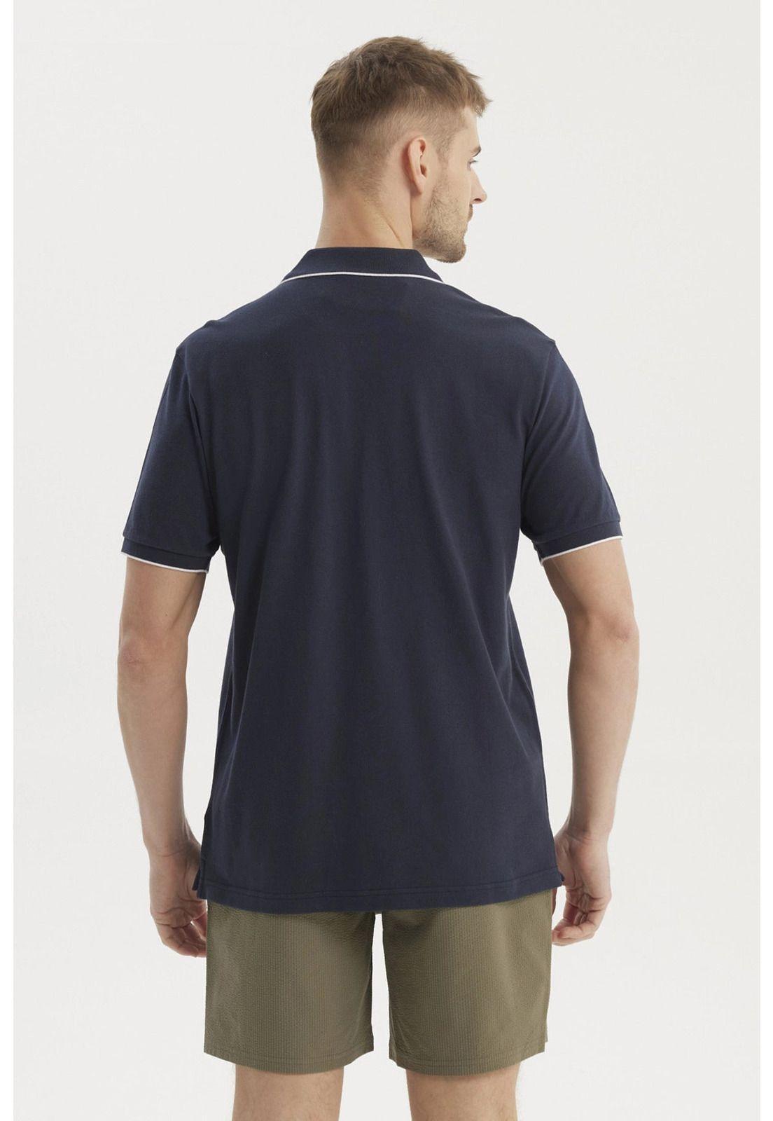 Polera Hombre Pique Detalle En Cuello Azul Marino-2