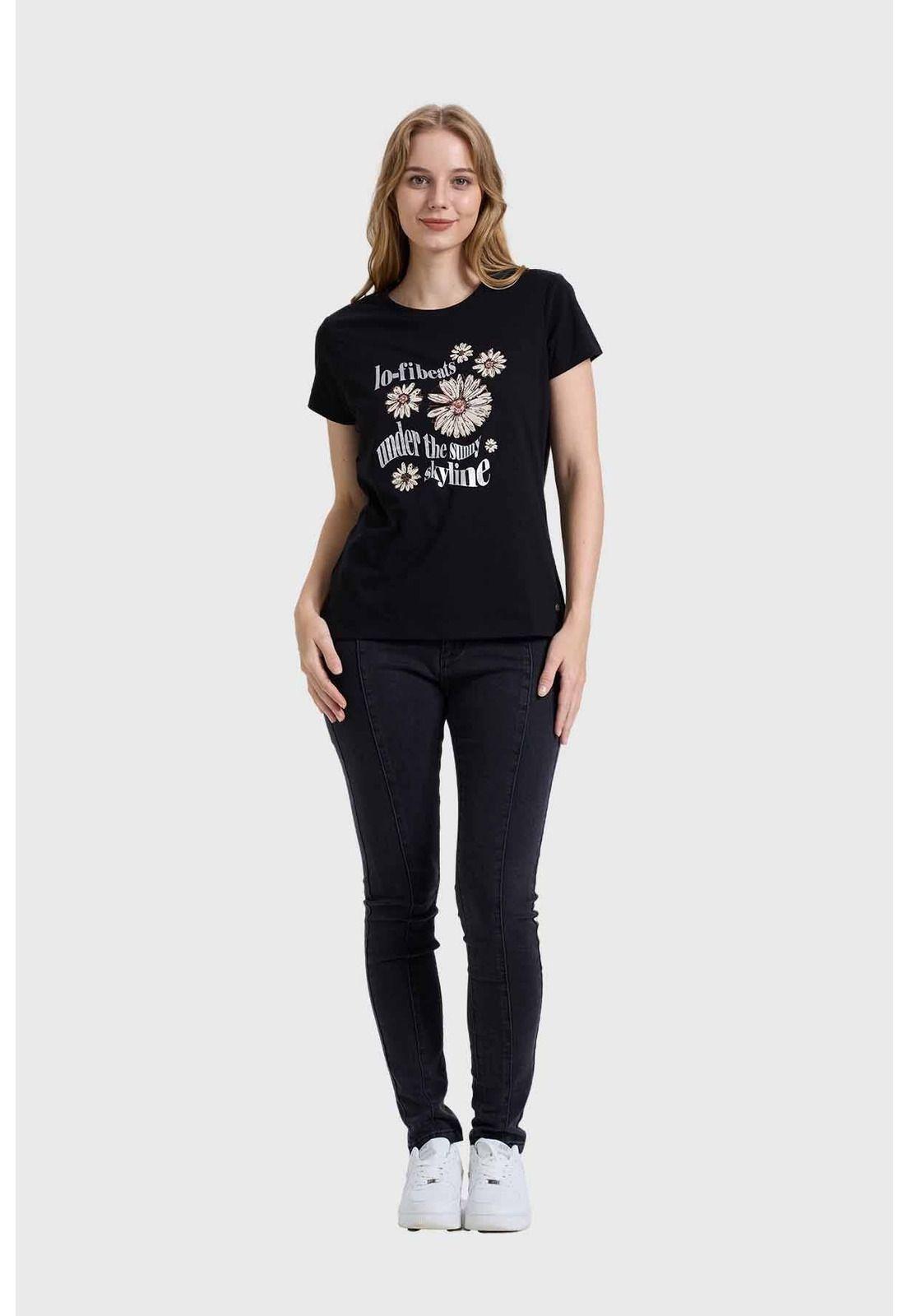 Polera Mujer Básica Print Negro - lll-3