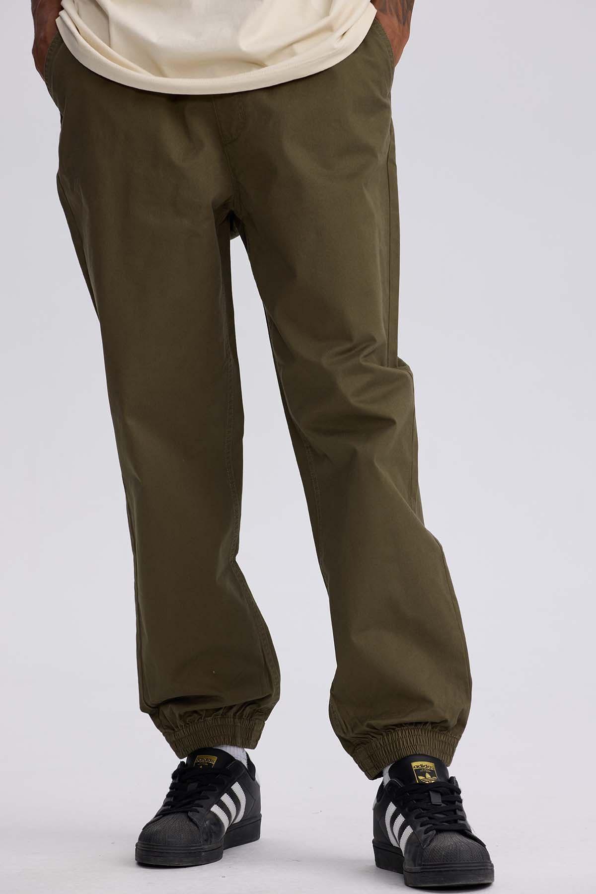 Pantalón Hombre Jogger Twill Verde Olivo-0