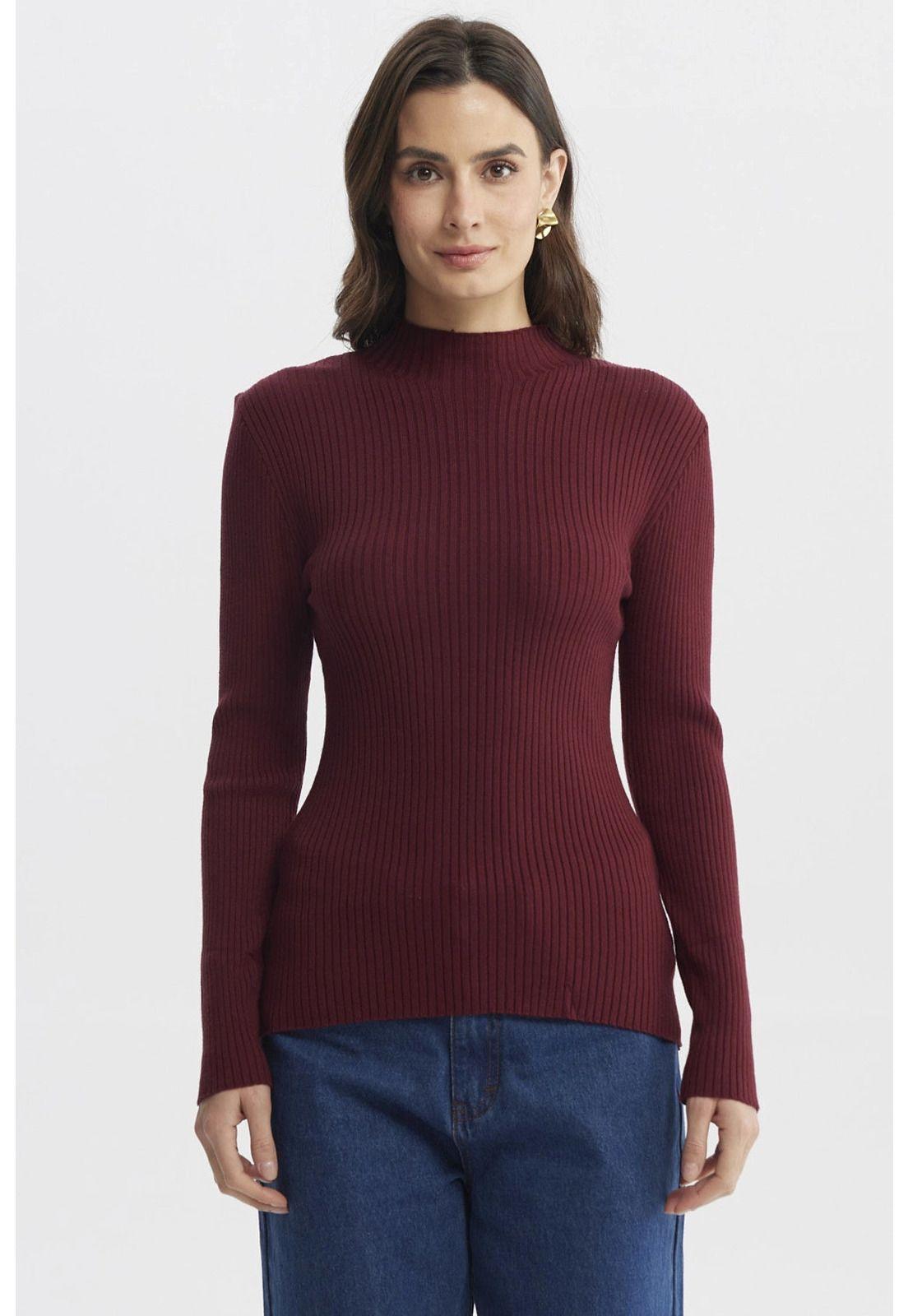 Sweater Mujer Ajustado Burdeo - ll-0