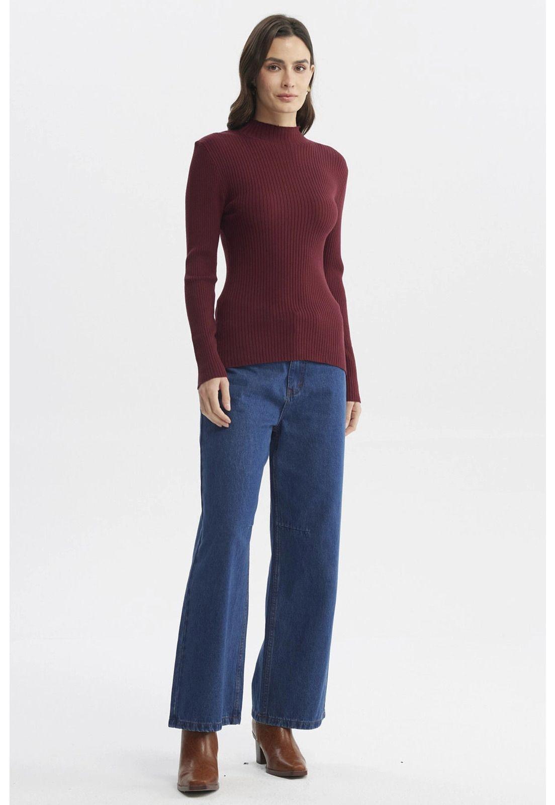 Sweater Mujer Ajustado Burdeo - ll-3