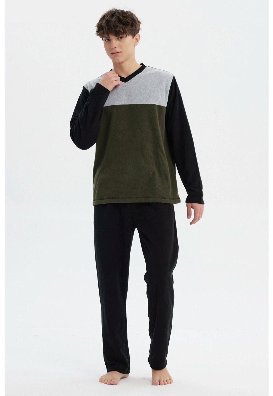 Pijama Hombre Pijama Polera Y Pantalón Negro - V-0