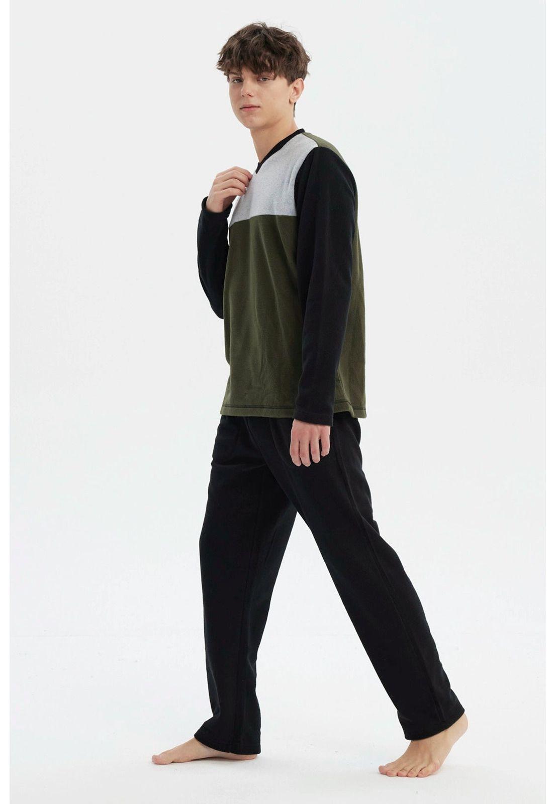 Pijama Hombre Pijama Polera Y Pantalón Negro - V-1
