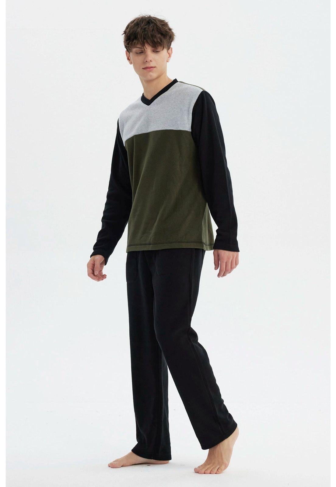Pijama Hombre Pijama Polera Y Pantalón Negro - V-3