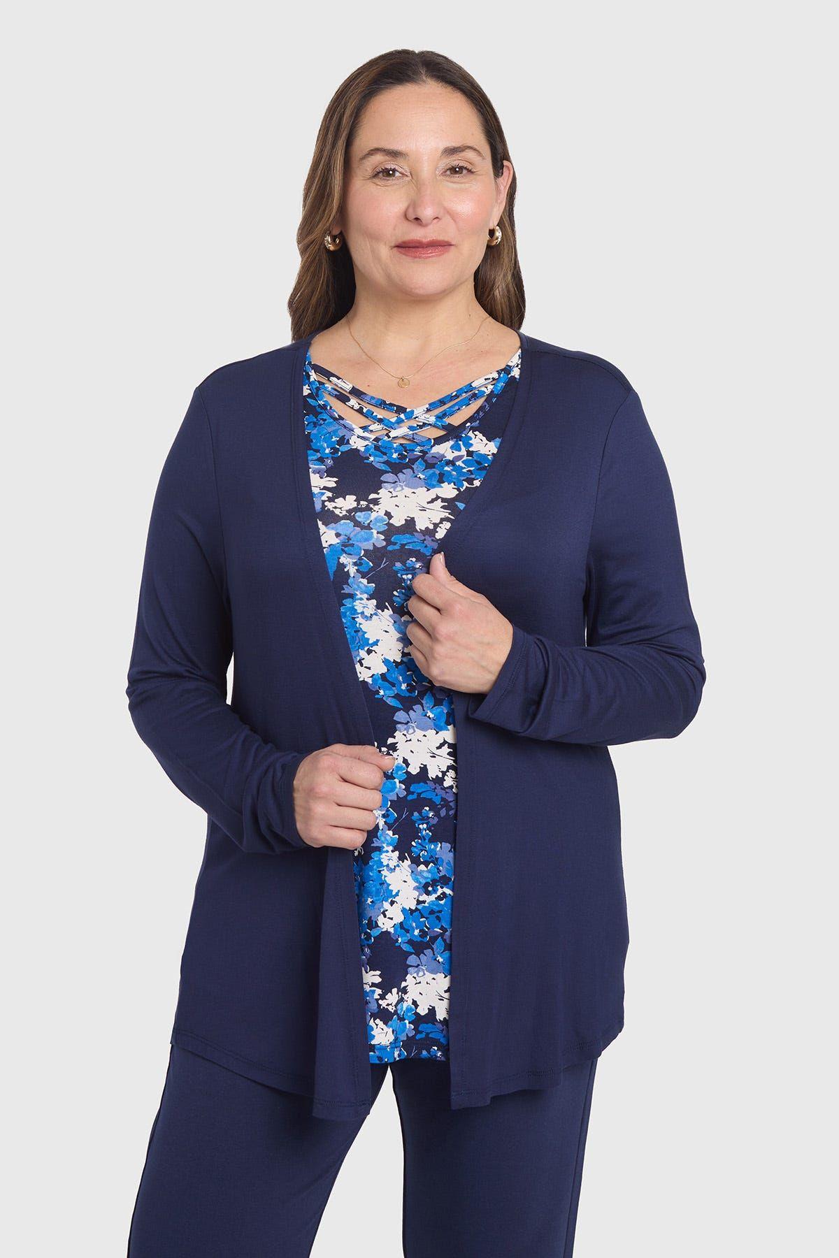 Polera Mujer Evasé Con Aplicación Escoces Azul-0