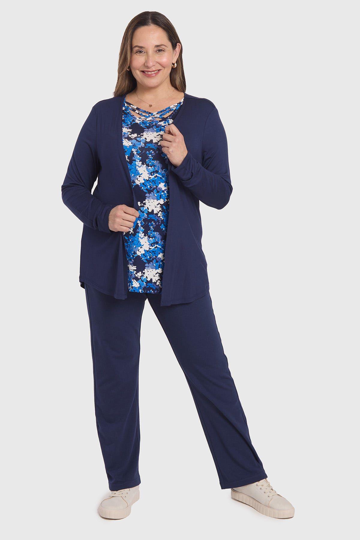 Polera Mujer Evasé Con Aplicación Escoces Azul-3