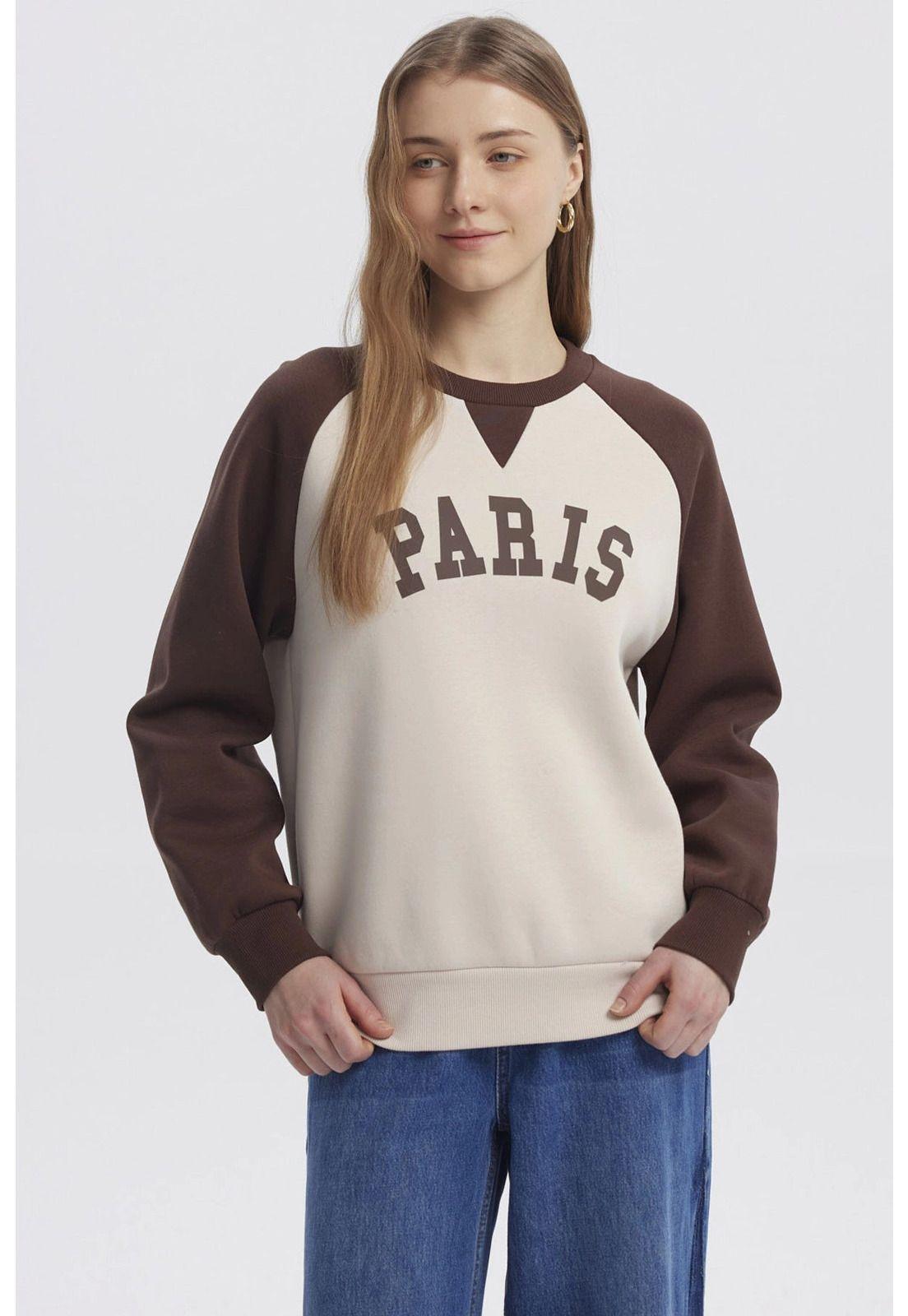 Polerón Mujer Mangas Contraste Chocolate-0