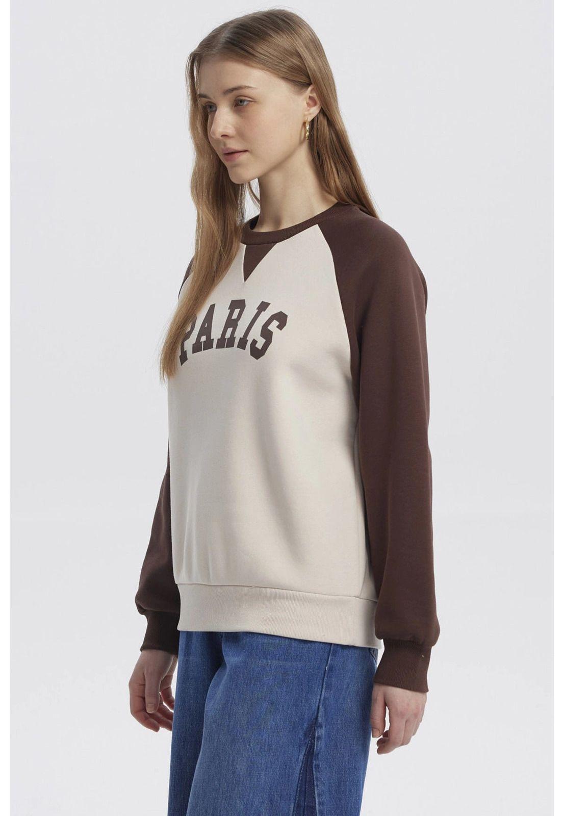 Polerón Mujer Mangas Contraste Chocolate-1