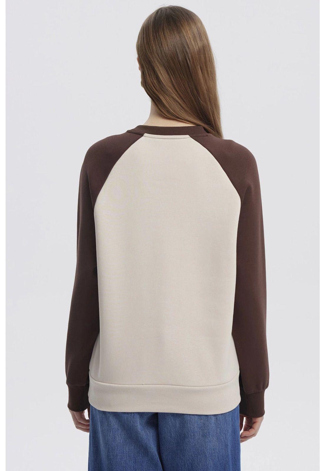 Polerón Mujer Mangas Contraste Chocolate-2