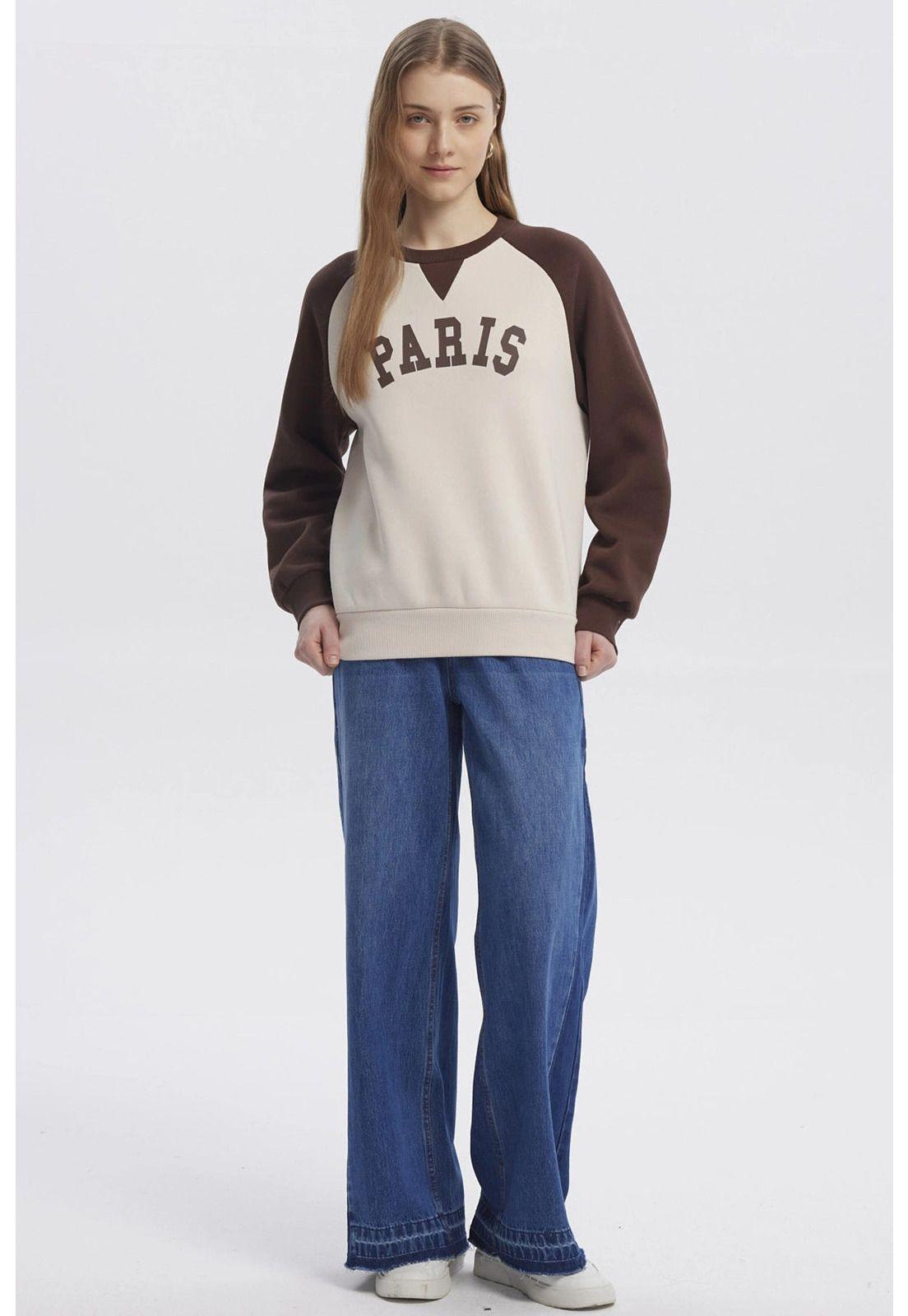 Polerón Mujer Mangas Contraste Chocolate-3