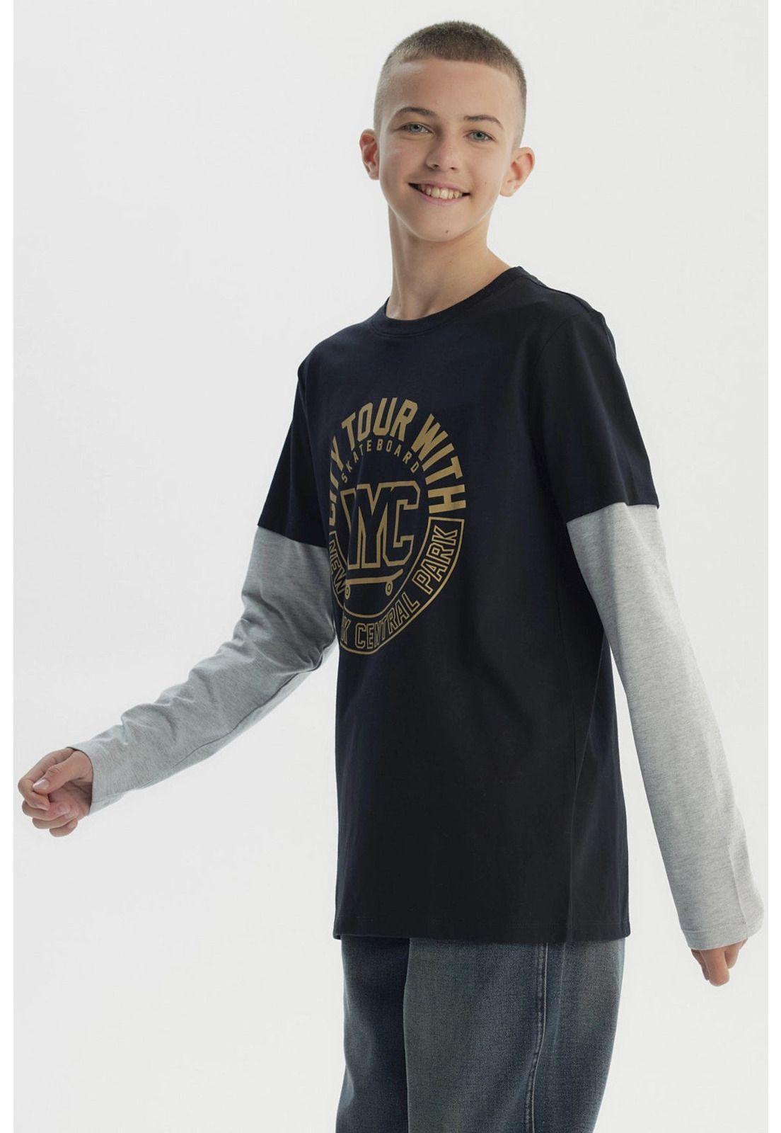 Polera Niño Básica Print Negro - lll-1