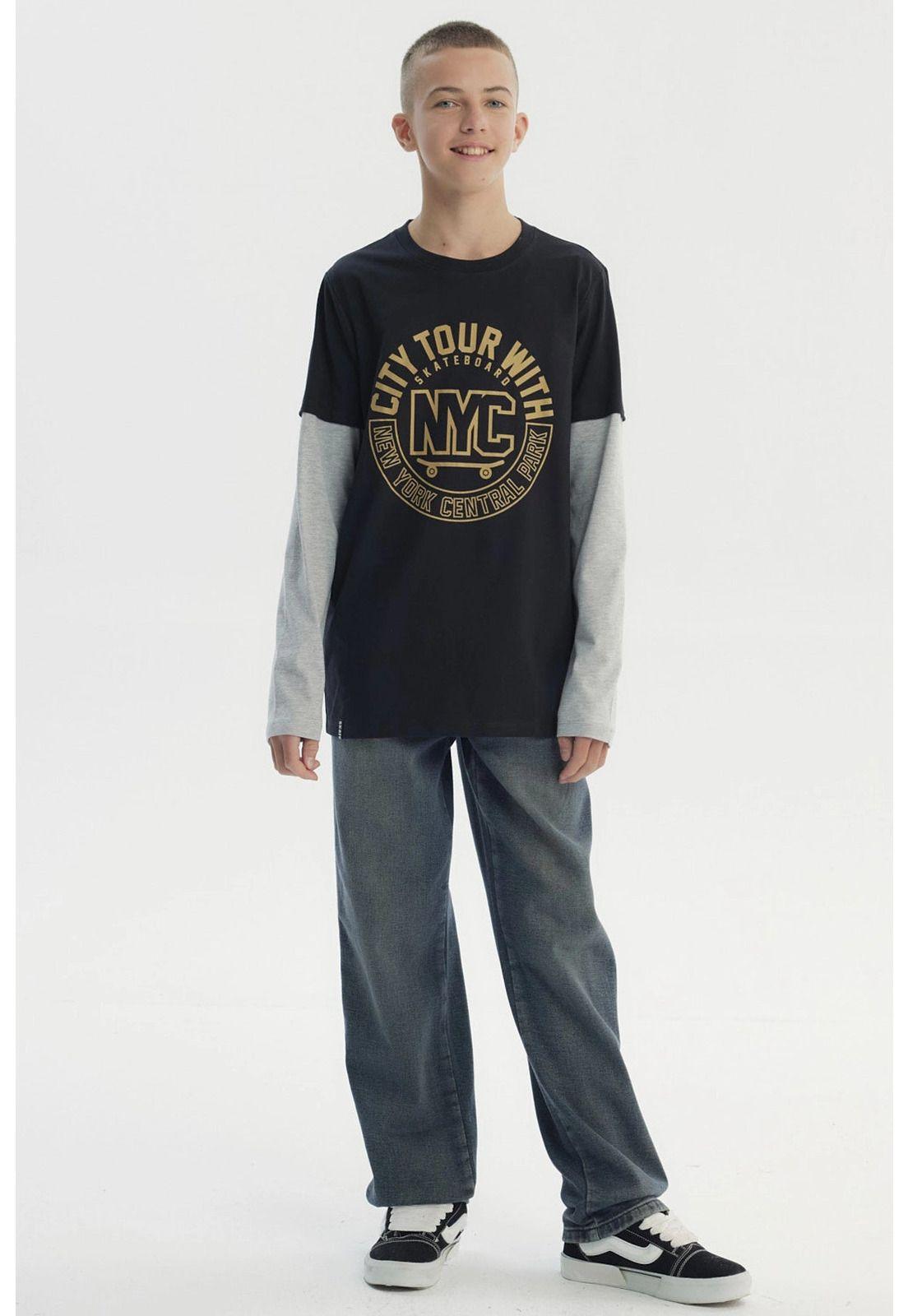 Polera Niño Básica Print Negro - lll-3