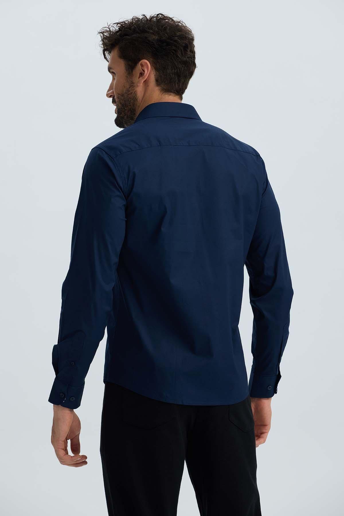 Camisa Hombre Lisa Azul Denim-2
