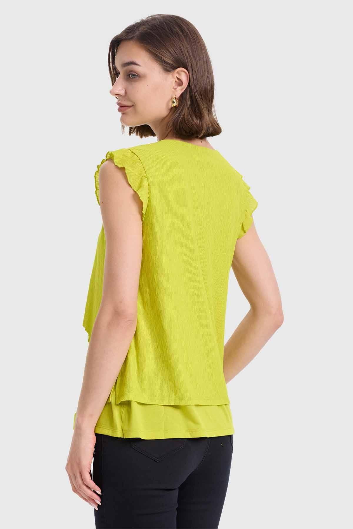 Polera Mujer Doble Capa Y Pinza Verde-2