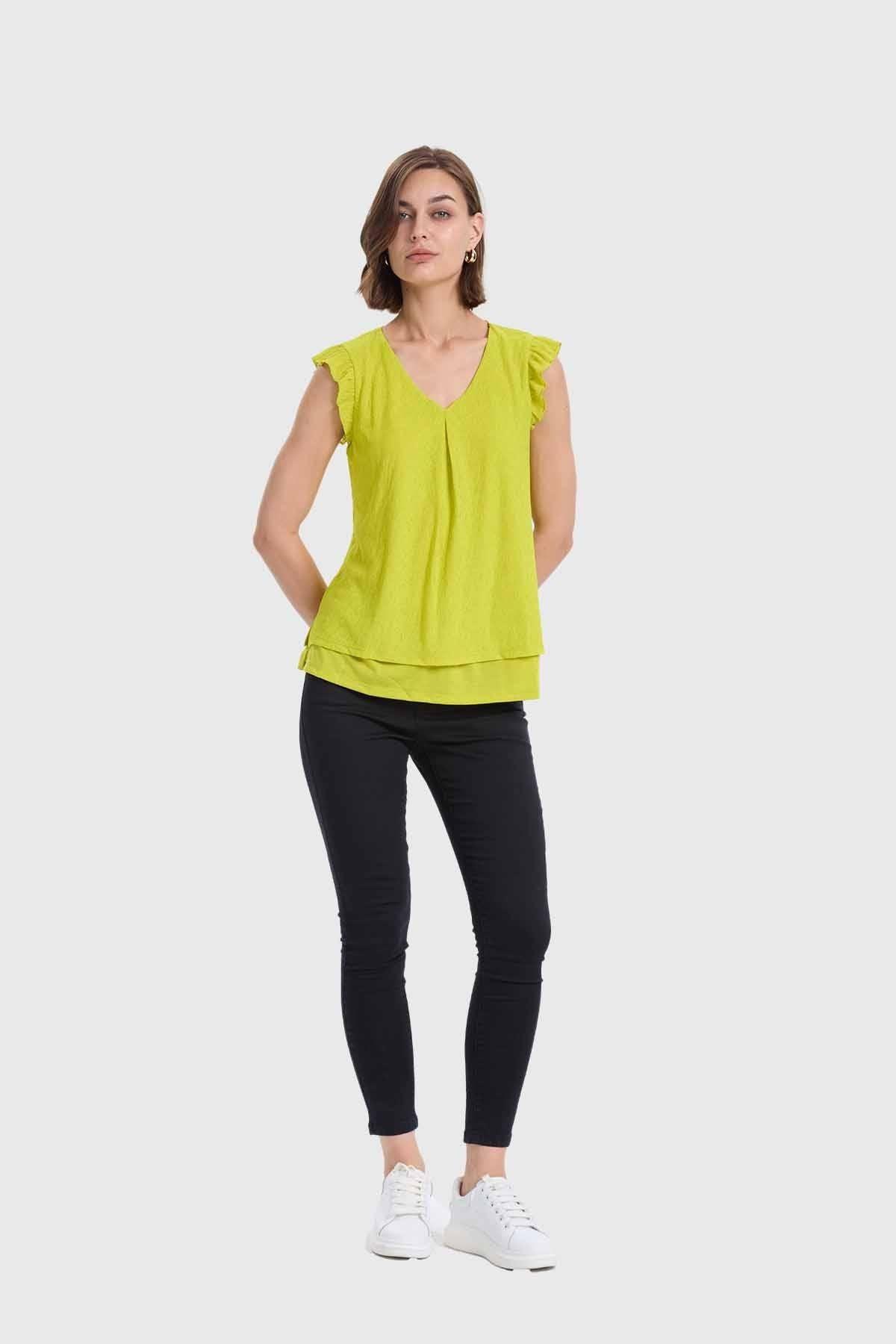 Polera Mujer Doble Capa Y Pinza Verde-3
