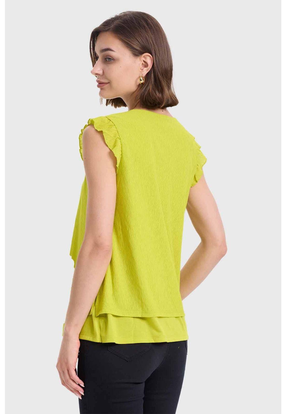 Polera Mujer Doble Capa Y Pinza Verde-2