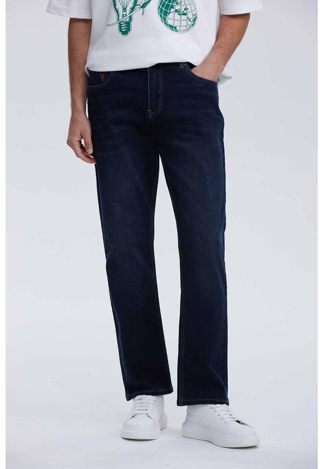 Jeans Hombre Recto Focalizado Azul Oscuro-0