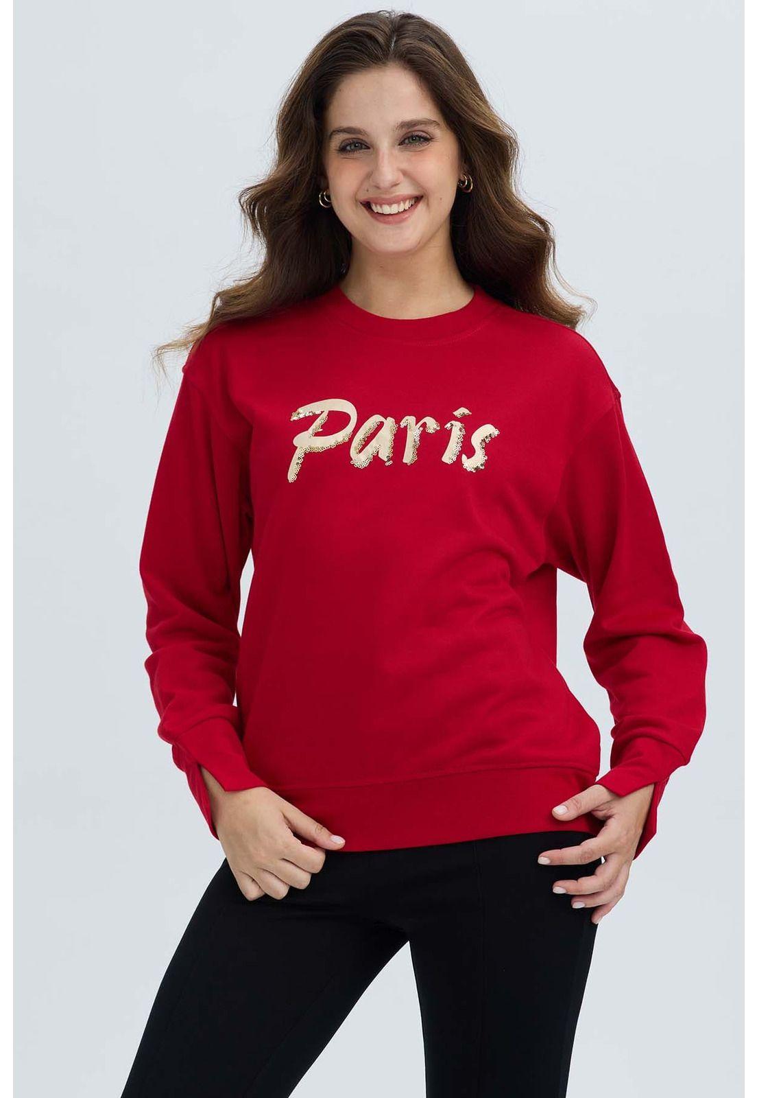 Polerón Mujer Print Posicional Rojo-0