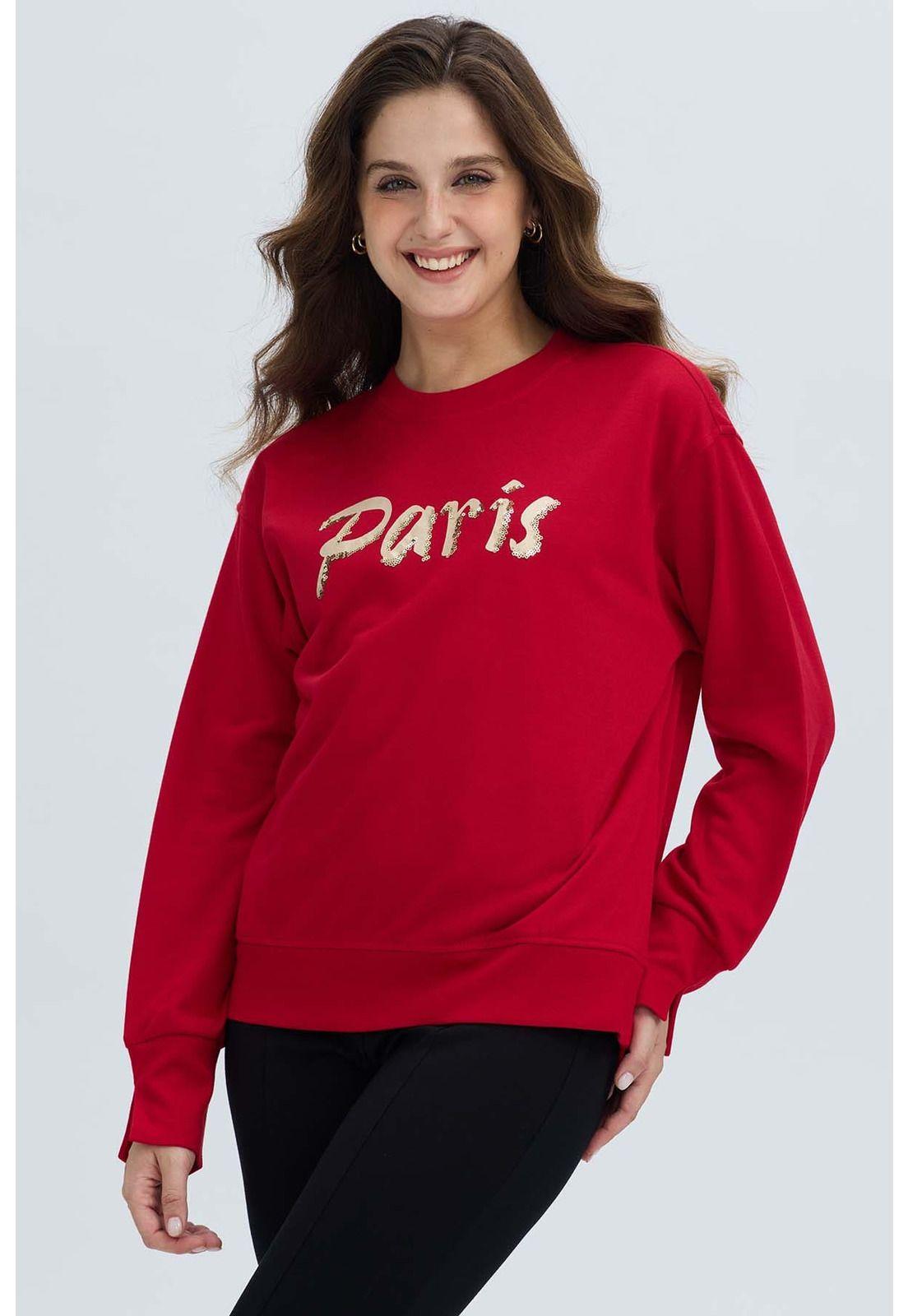 Polerón Mujer Print Posicional Rojo-1