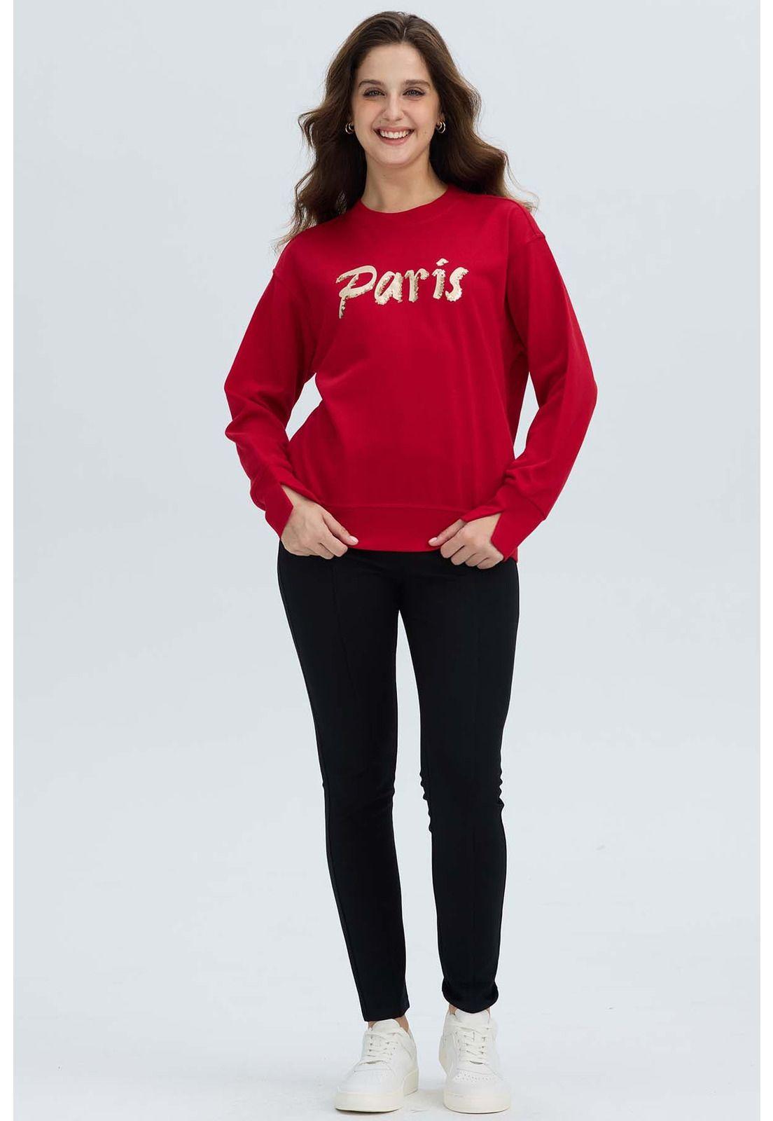 Polerón Mujer Print Posicional Rojo-3