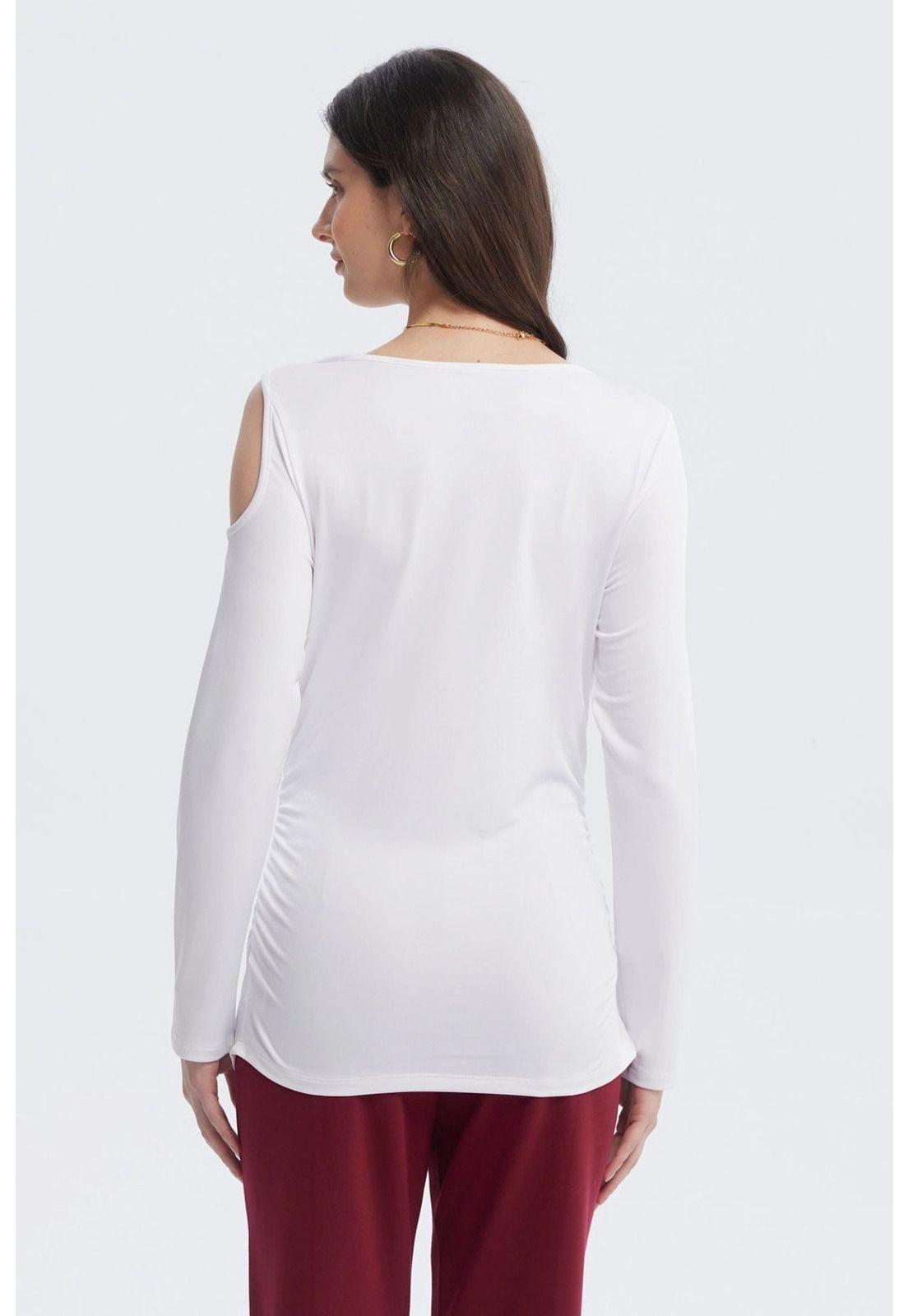 Polera Mujer Aplicación Nudo Hombro Crudo-2