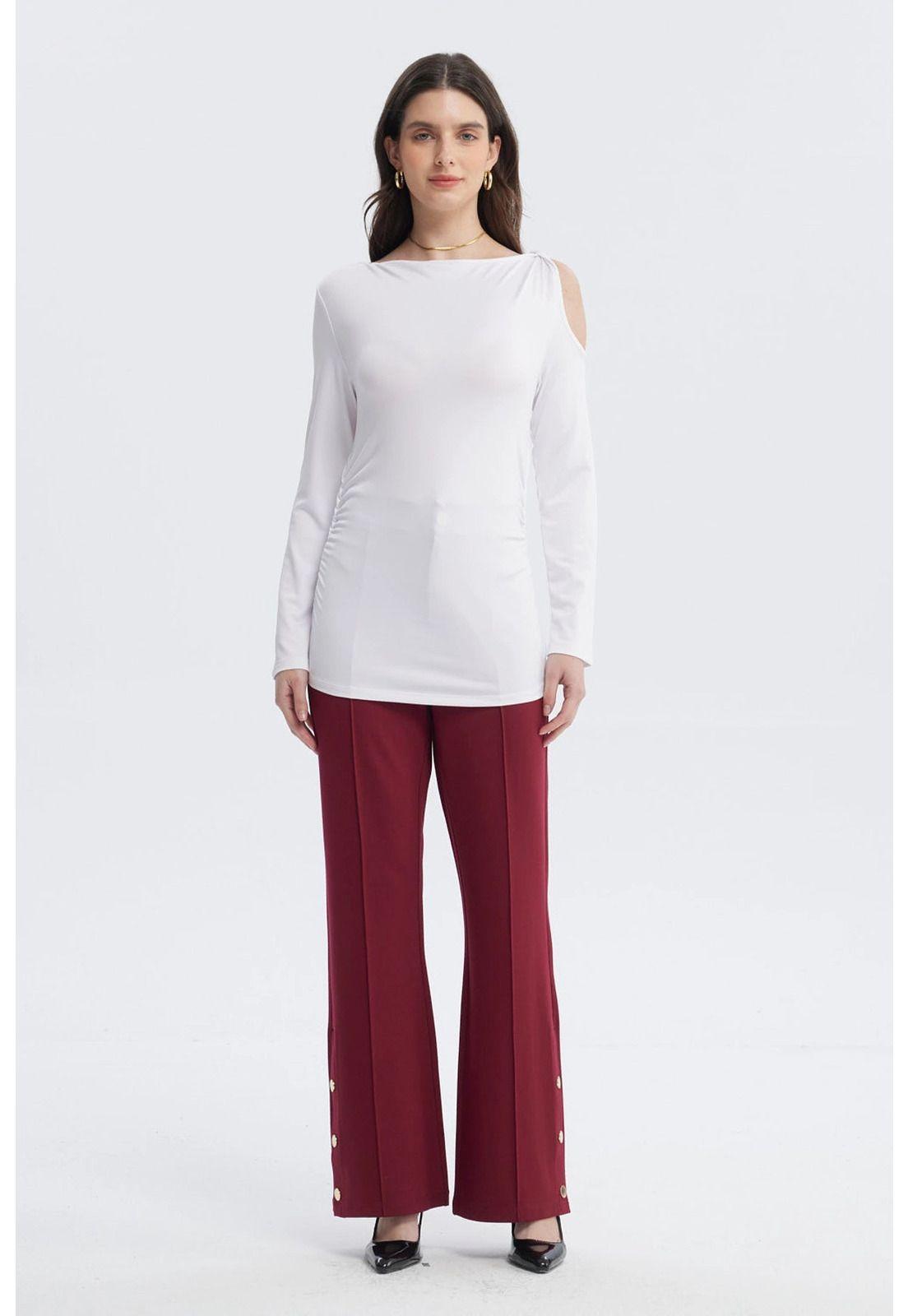 Polera Mujer Aplicación Nudo Hombro Crudo-3