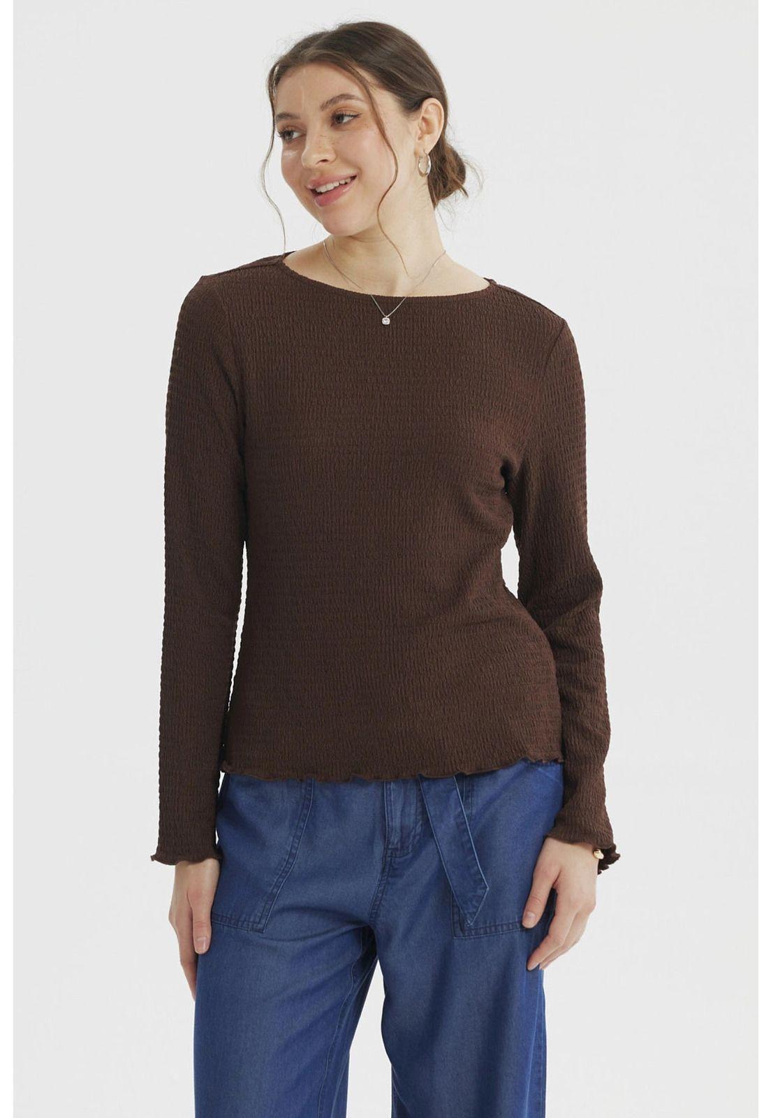 Polera Mujer Textura Chocolate-0