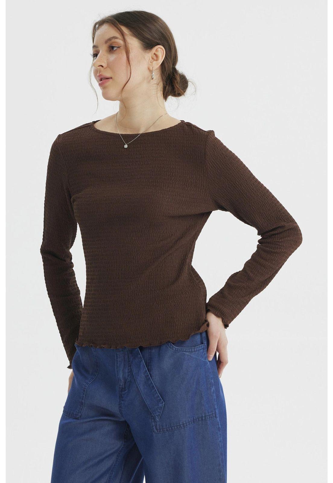 Polera Mujer Textura Chocolate-1