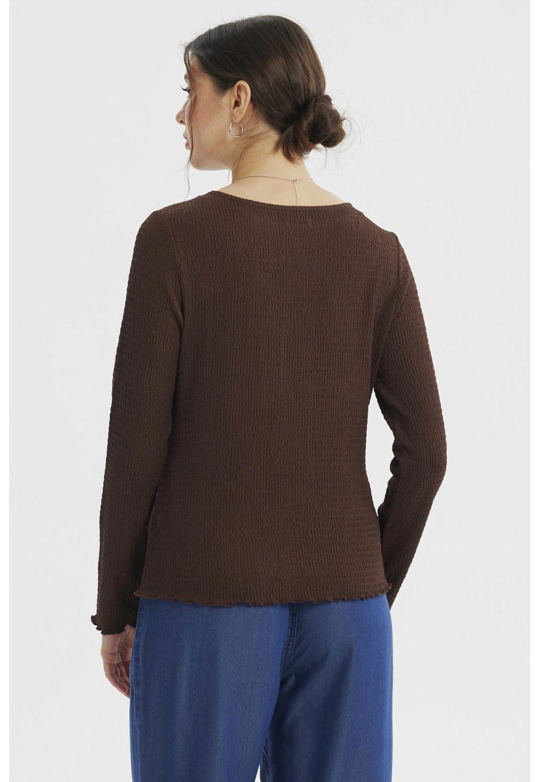 Polera Mujer Textura Chocolate-2