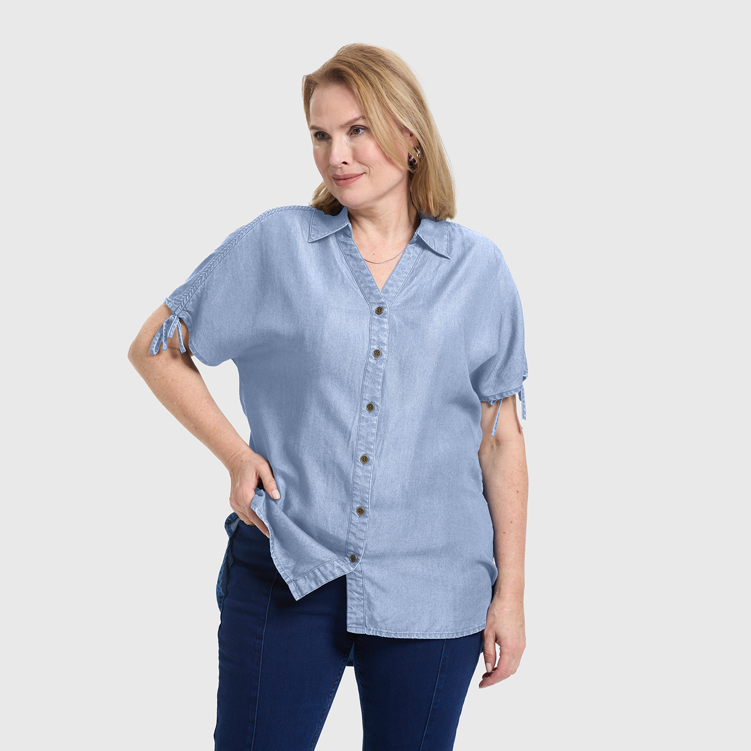 Blusa Mujer Con Ajustador Celeste Fashion's Park-1