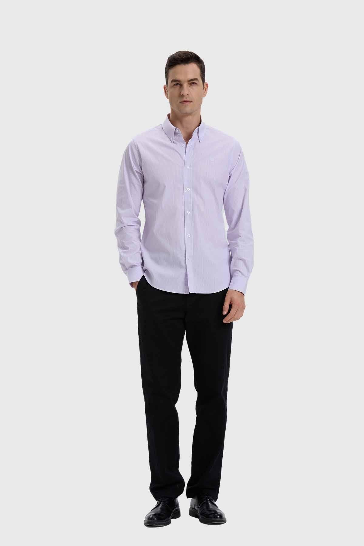 Camisa Hombre Slim Fit Rayas Lila-3