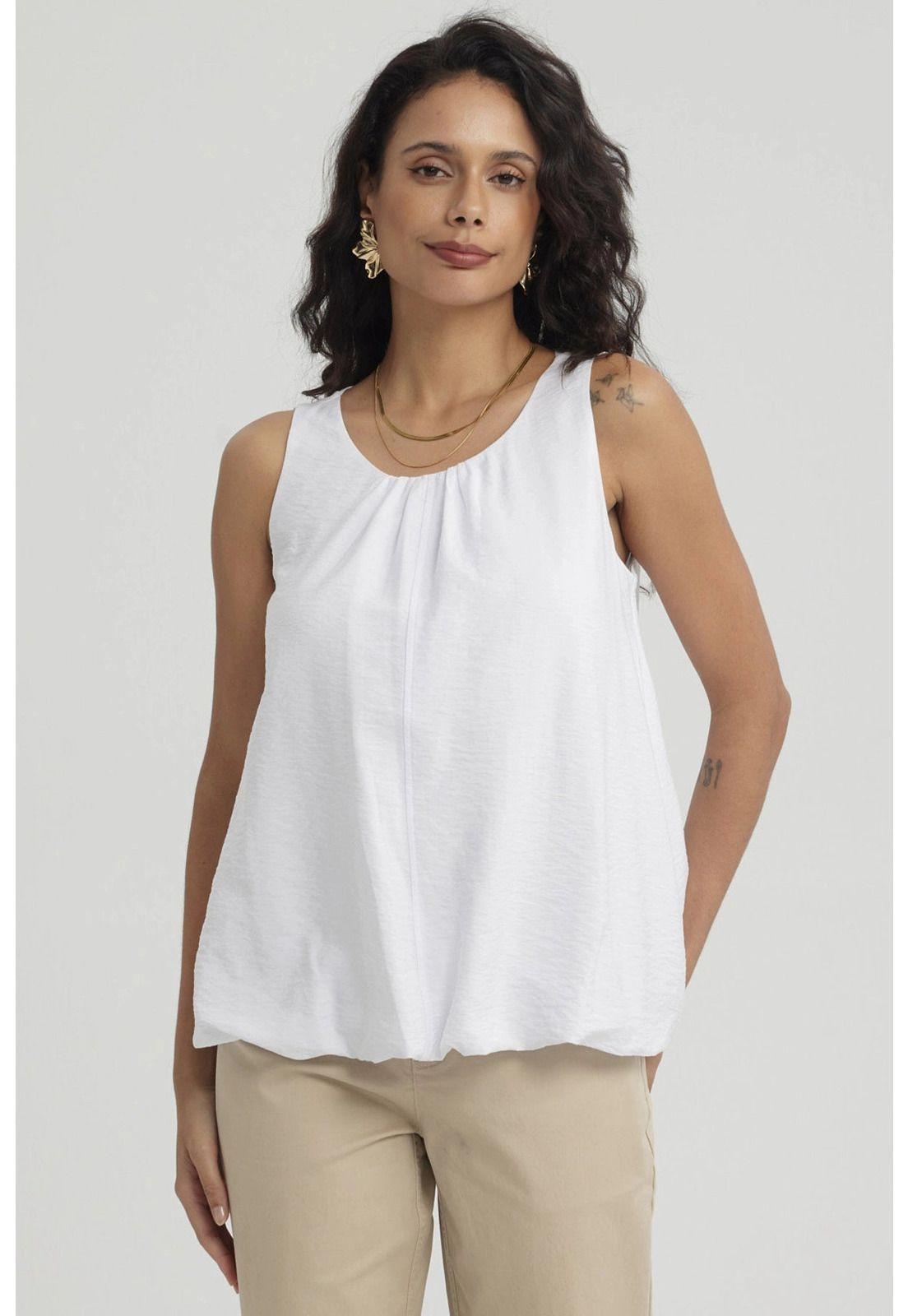 Blusa Mujer Basta Globo Blanco-0