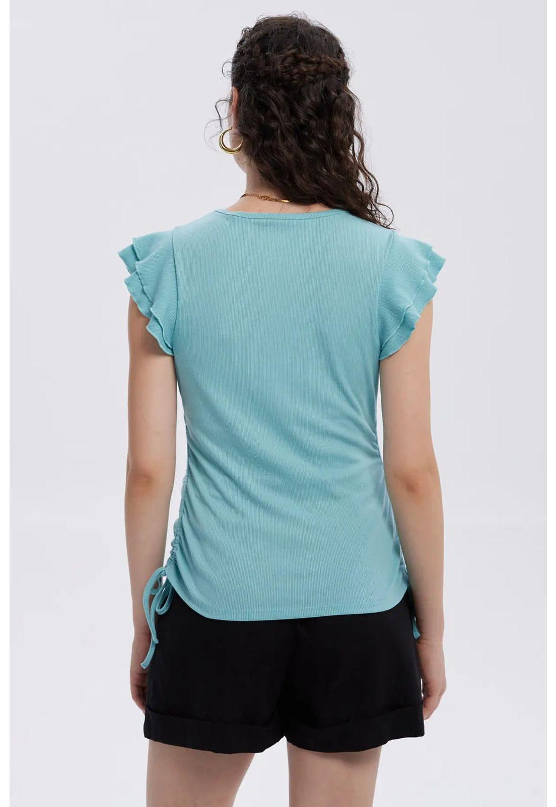 Polera Mujer Manga Vuelos Celeste-2