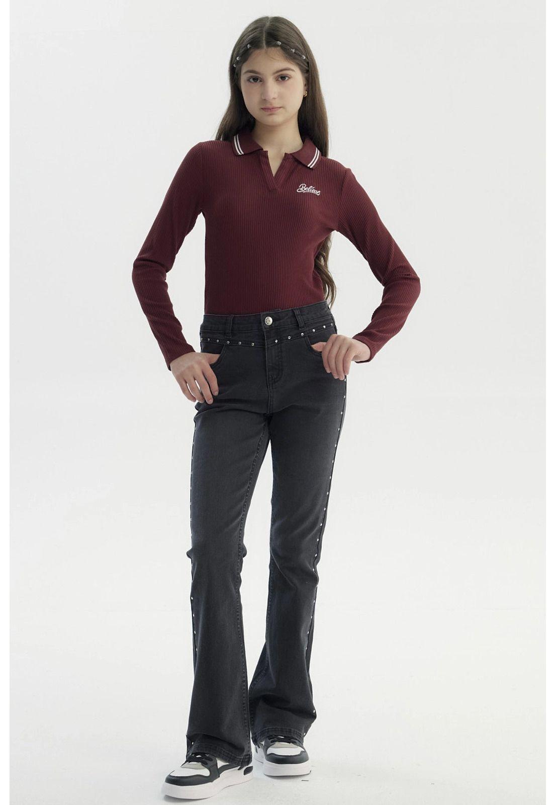 Jeans Niña Wide Leg Negro - V-3