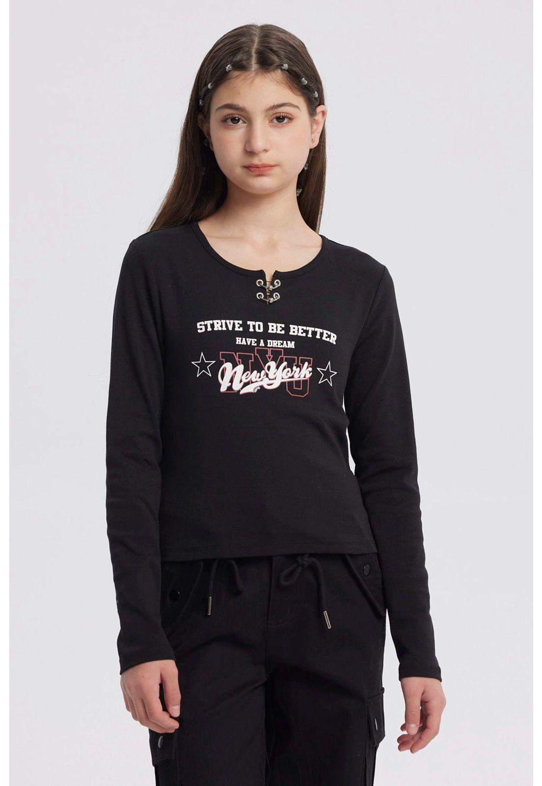 Polera Niña Argollas Negro-0