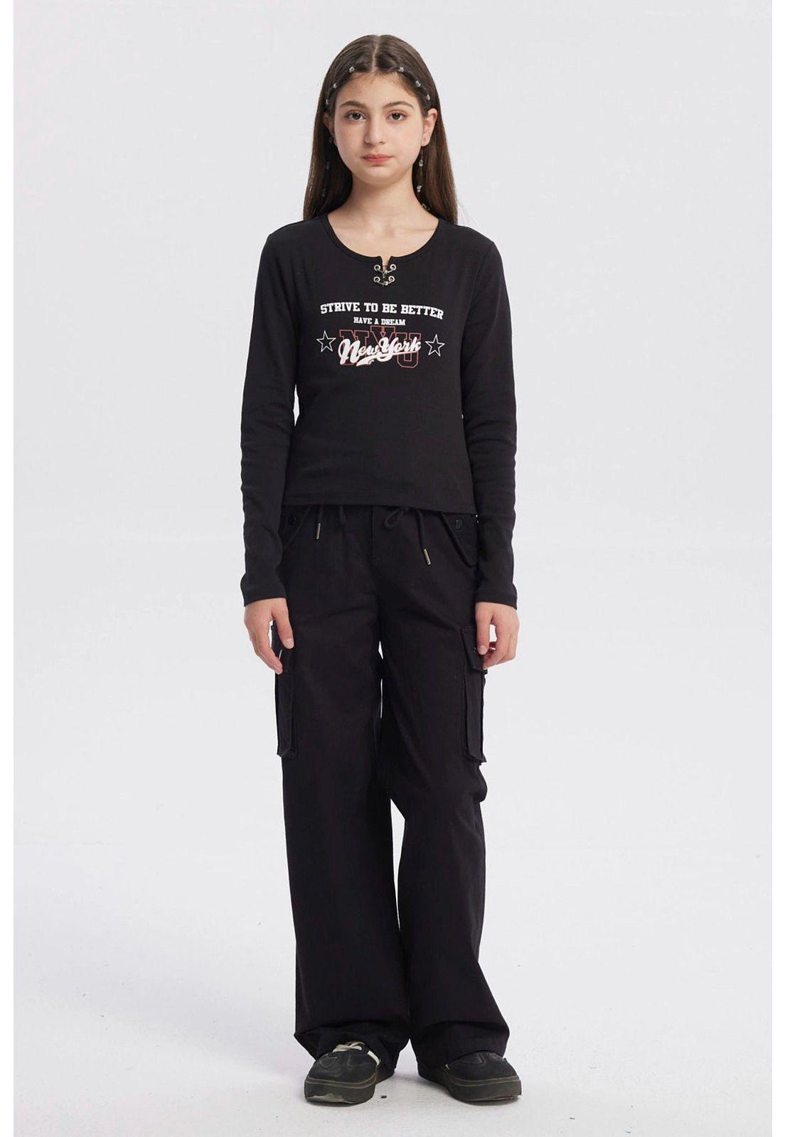 Polera Niña Argollas Negro-3