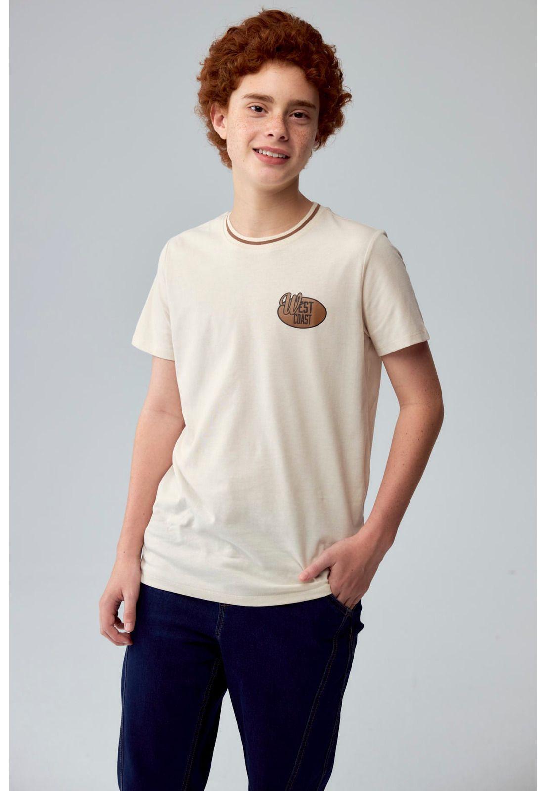 Polera Niño Cuello Bicolor Crudo - ll-0