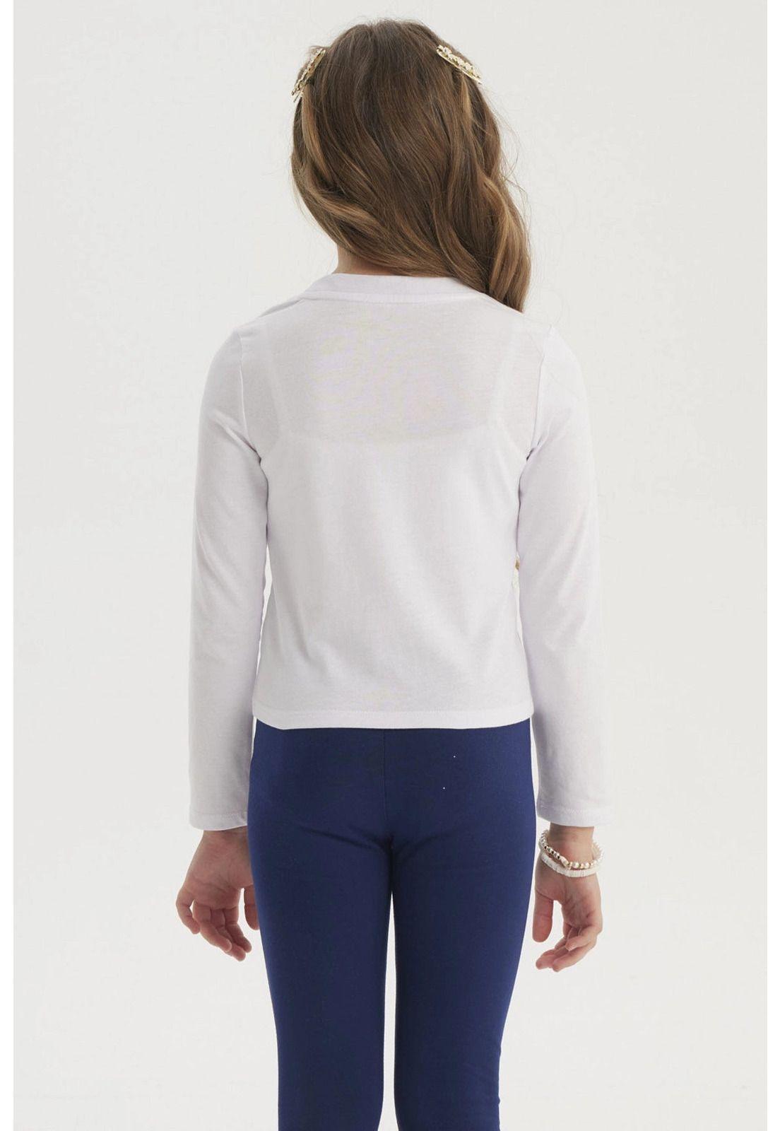 Polera Niña Aplicación Lazos Blanco-2