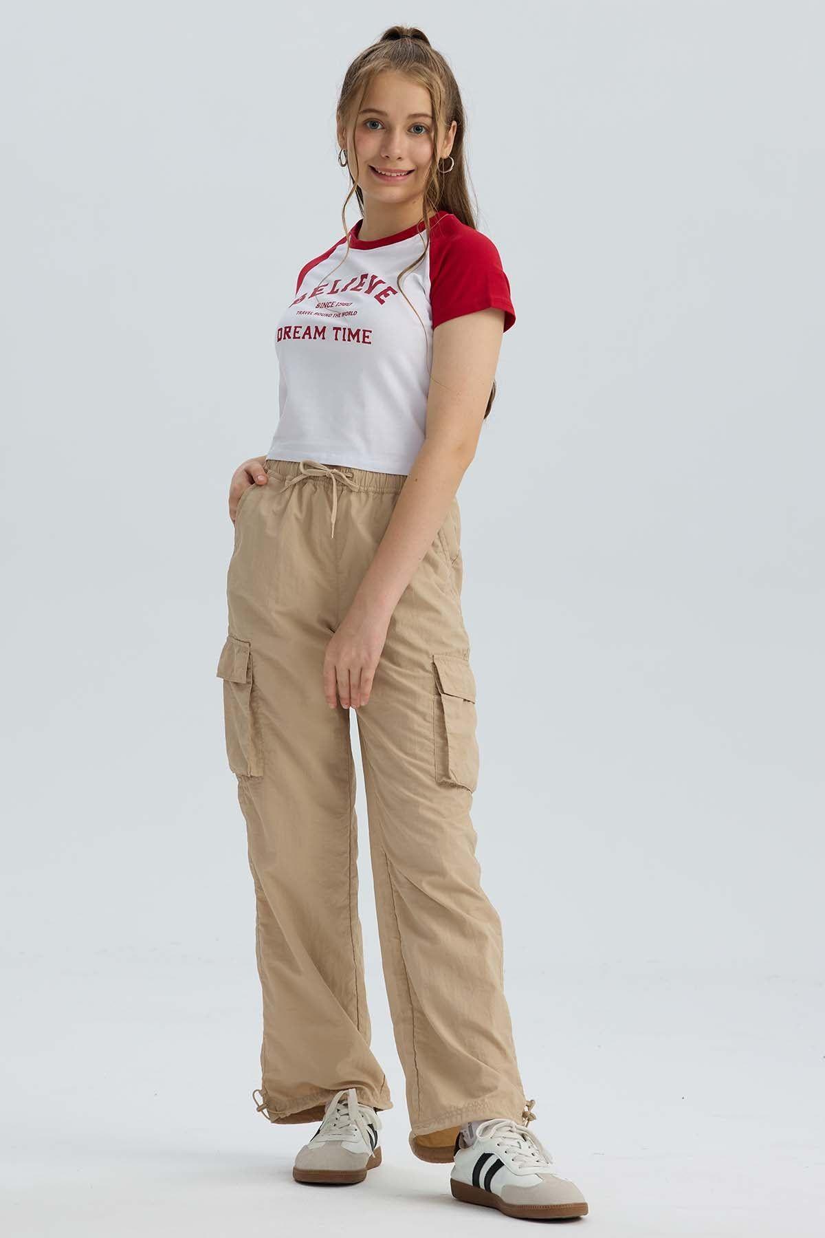 Pantalón Niña Parchute Cargo Beige-3
