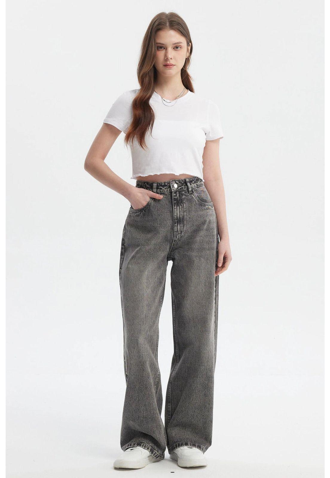 Jeans Mujer Calce Recto Gris - ll-3