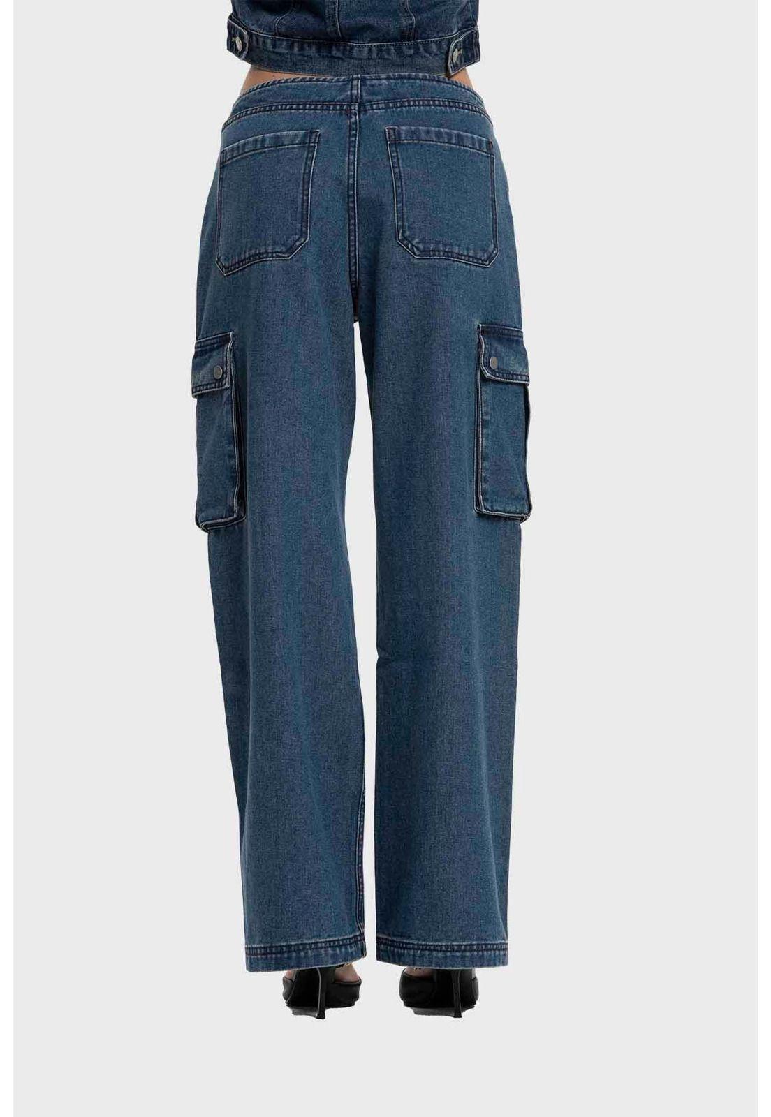 Jeans Mujer Recto Tiro Medio Azul Medio-2