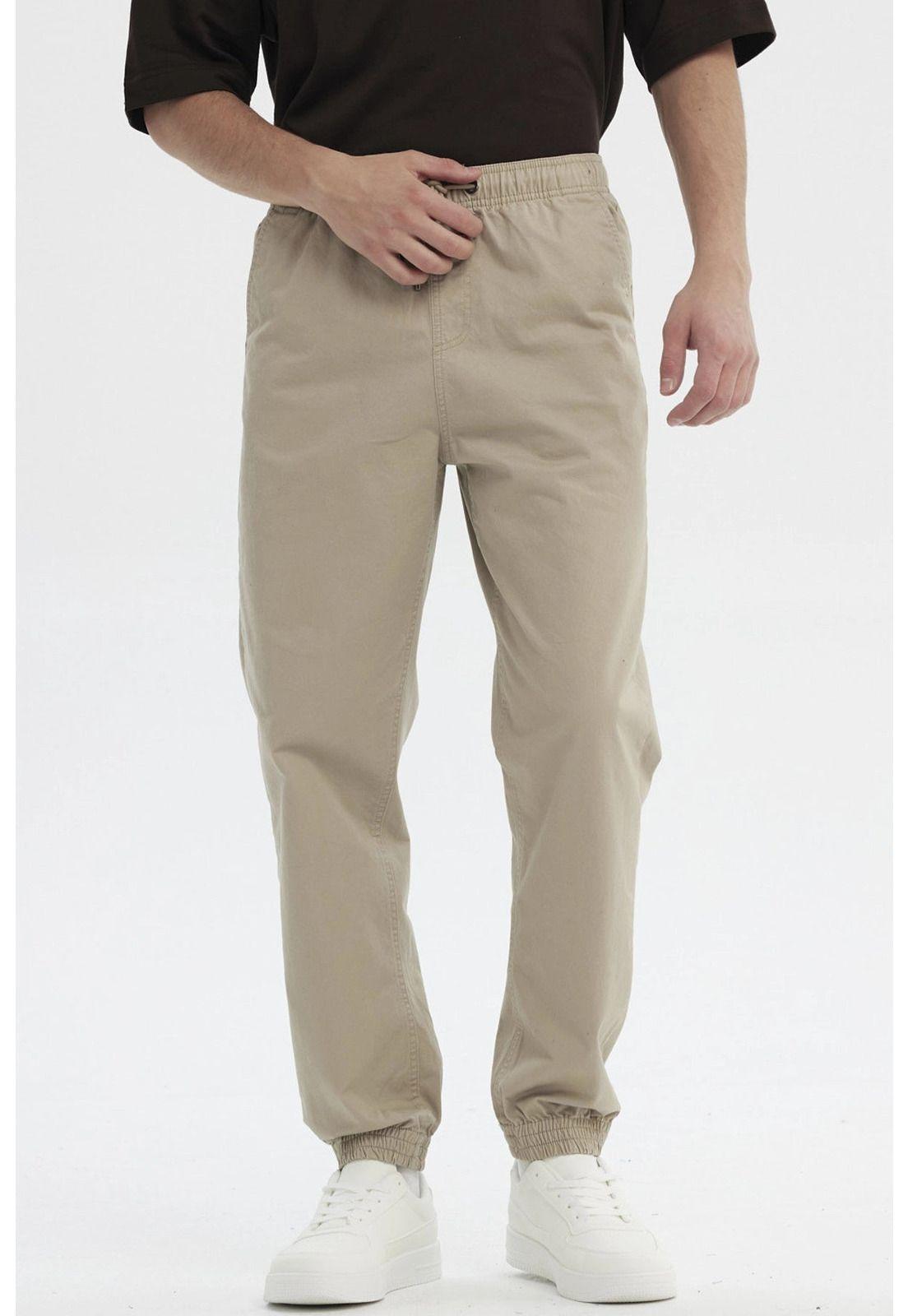 Pantalón Hombre Jogger Twill Beige Oscuro-0