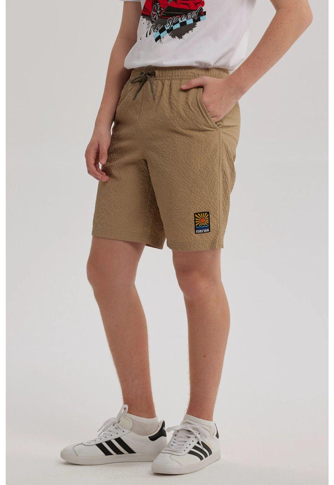 Short De Baño Niño Textura Kaki-1