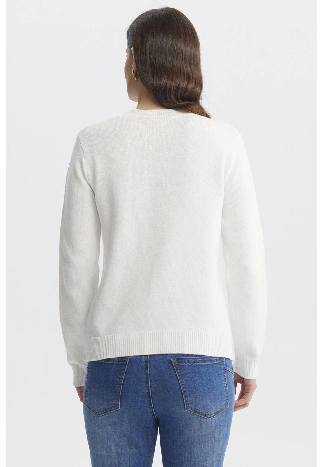 Sweater Mujer Cuello Strass Crudo-2