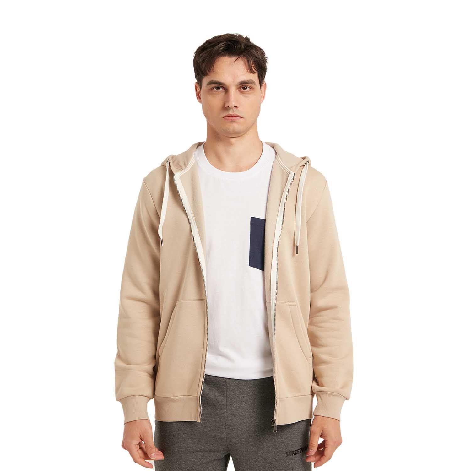 Polerón Hombre Hoodie Básico Full Beige-0