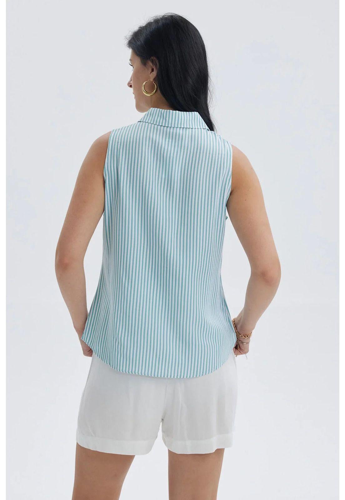 Blusa Mujer Abotonada Rapport Celeste-2