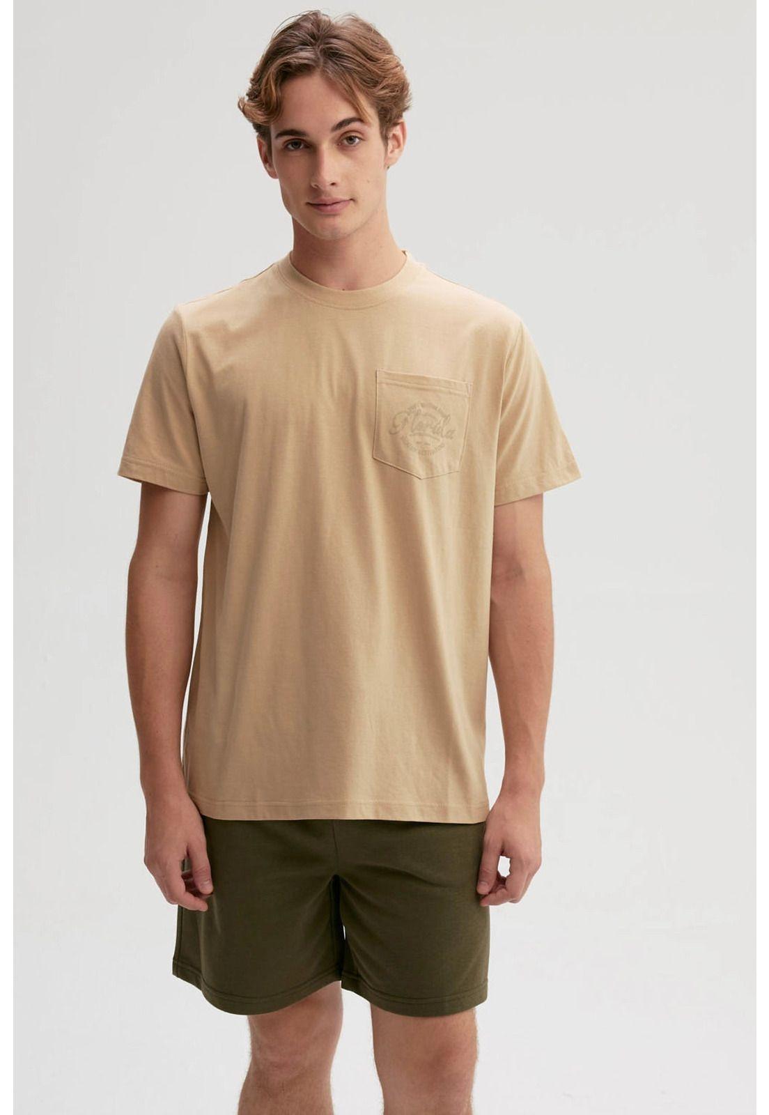 Polera Hombre Con Bolsillo Contraste Kaki-0